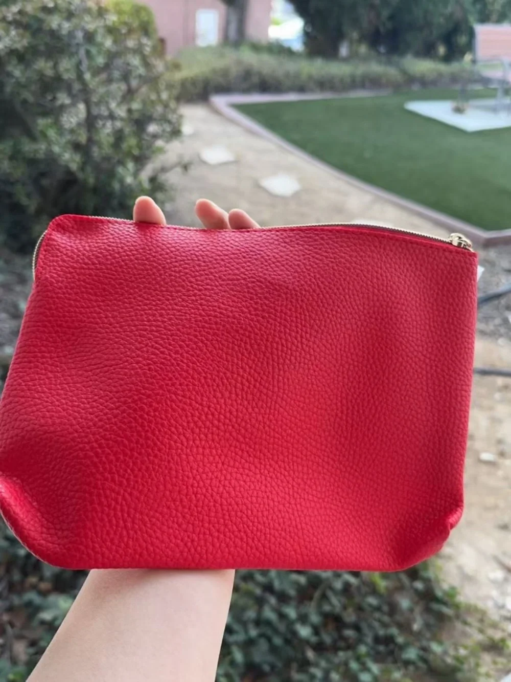 Brand new red Shiseido makeup bag , faux leather pouch 10*7